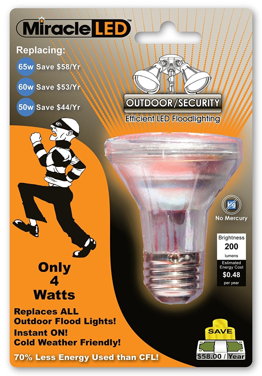 604385 Miracle Led Wide Angle Flood Security Light Bulb - Pack Of 4