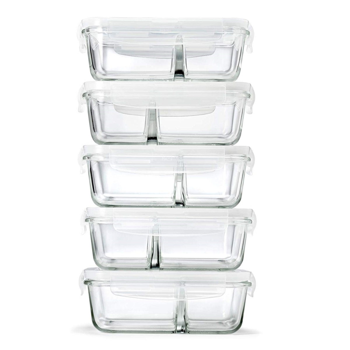 871gff 27.05 Oz Dual Chamber Divided Glass Containers, Set Of 5