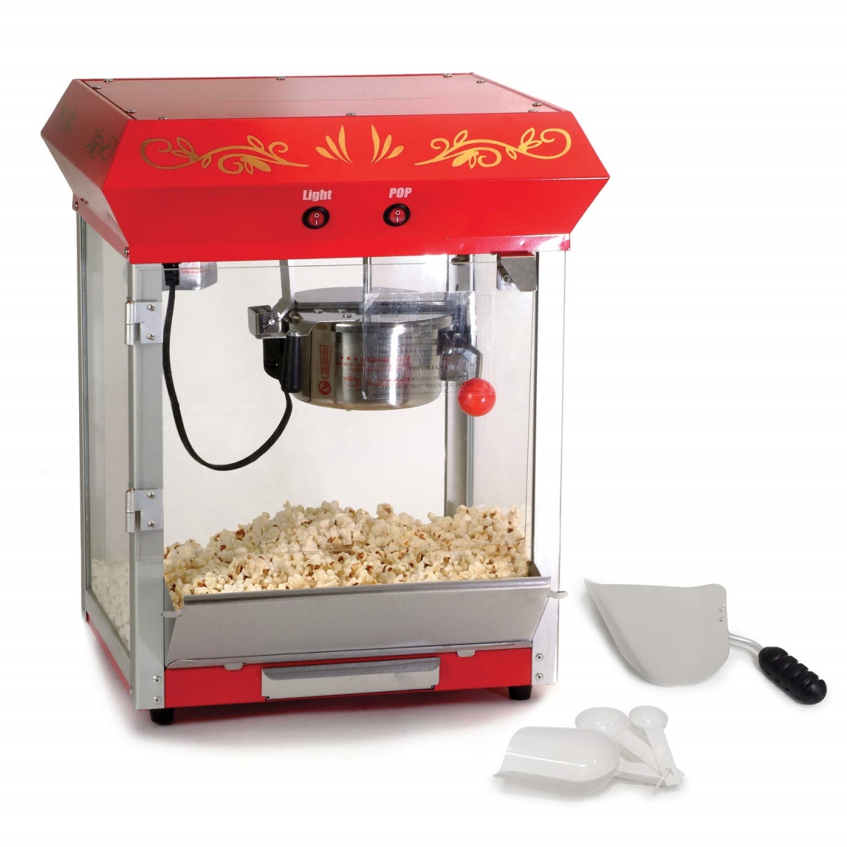 Epm-487 Moz Kettle Tabletop Popcorn Popper - Red