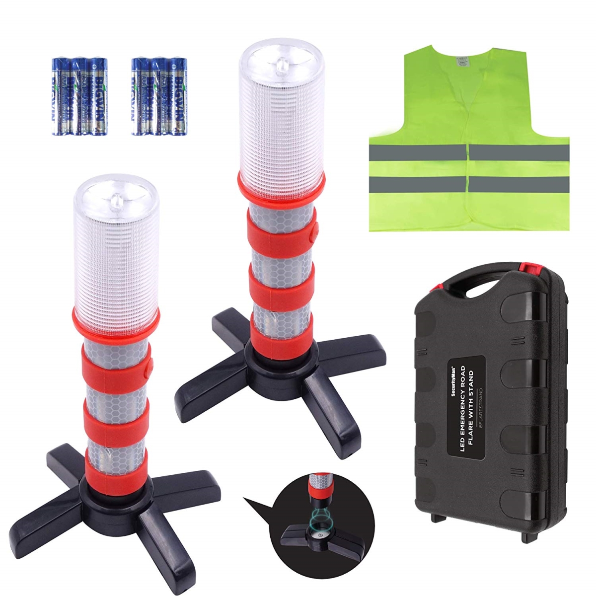 Eflarestand 2-in-1 Led Emergency Roadside Flare With Stand