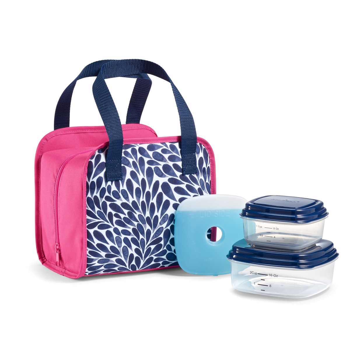 7031ff2419 Fit & Fresh Pembroke Lunch Bag Kit With Bpa-free Containers In Navy Petal Shower