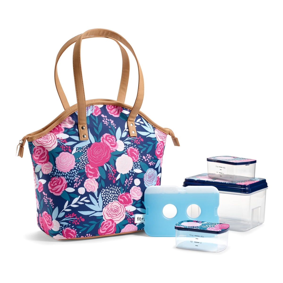 987ff2420 Fit & Fresh Davenport Insulated Lunch Bag Kit With Bpa-free Containers In Navy Lorella Posy