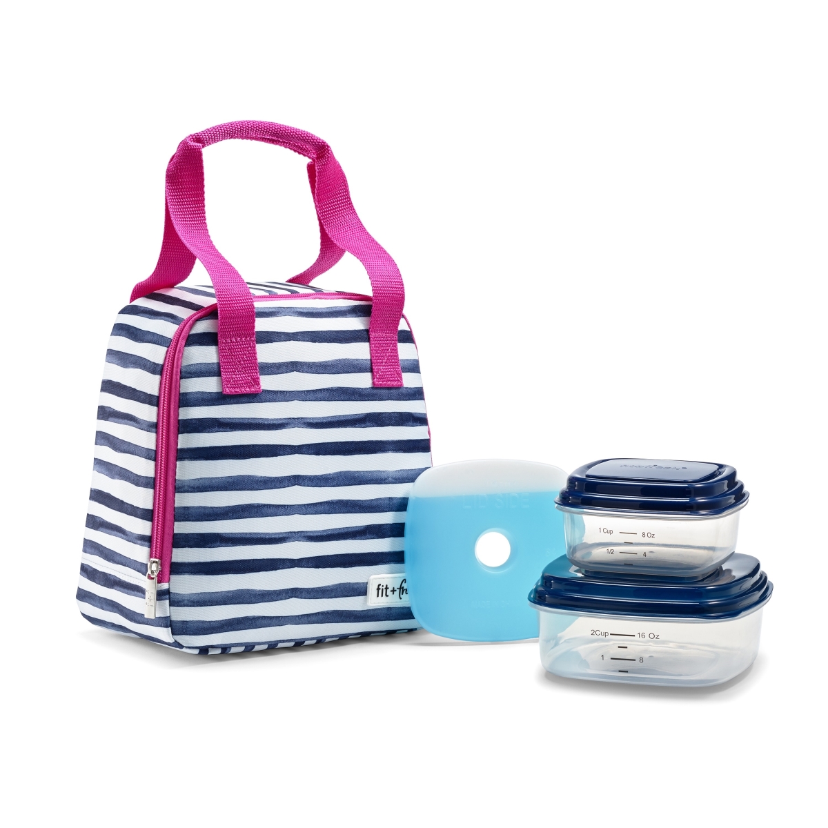 7192ff2455 Fit & Fresh Garreston Insulated Lunch Bag Kit With Bpa-free Containers In Navy Wash Stripe