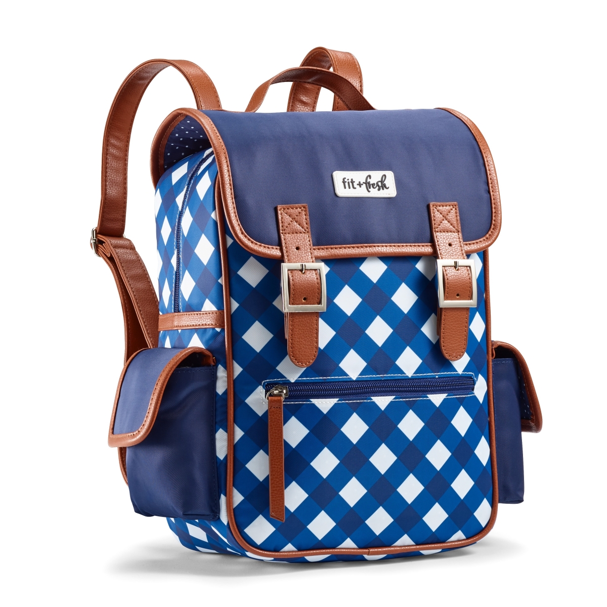 6530ffwb2467 Fit & Fresh Two Buckle Mini Backpack In Classic Navy Gingham
