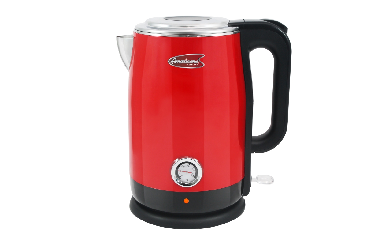 Ekt-1780r Americana Cool Touch Stainless Steel Electric Kettle With Temperature Gauge - Red