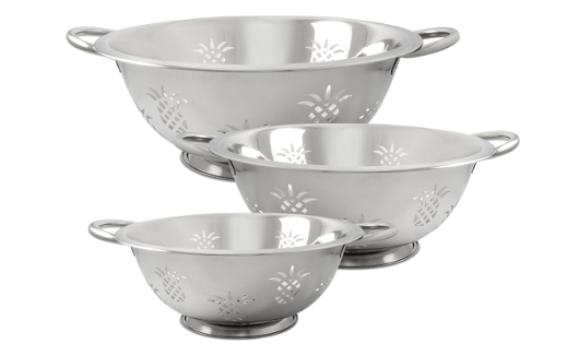 Cookpro 730 Excelsteel Pineapple Colander Set With Resting Base, Silver - 3 Piece