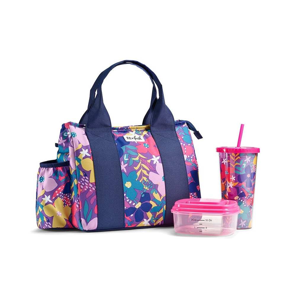 UPC 700522233336 product image for 2855FF2679 Fit & Fresh Sanibel Lunch Bag Kit Miranda Floral, Purple | upcitemdb.com