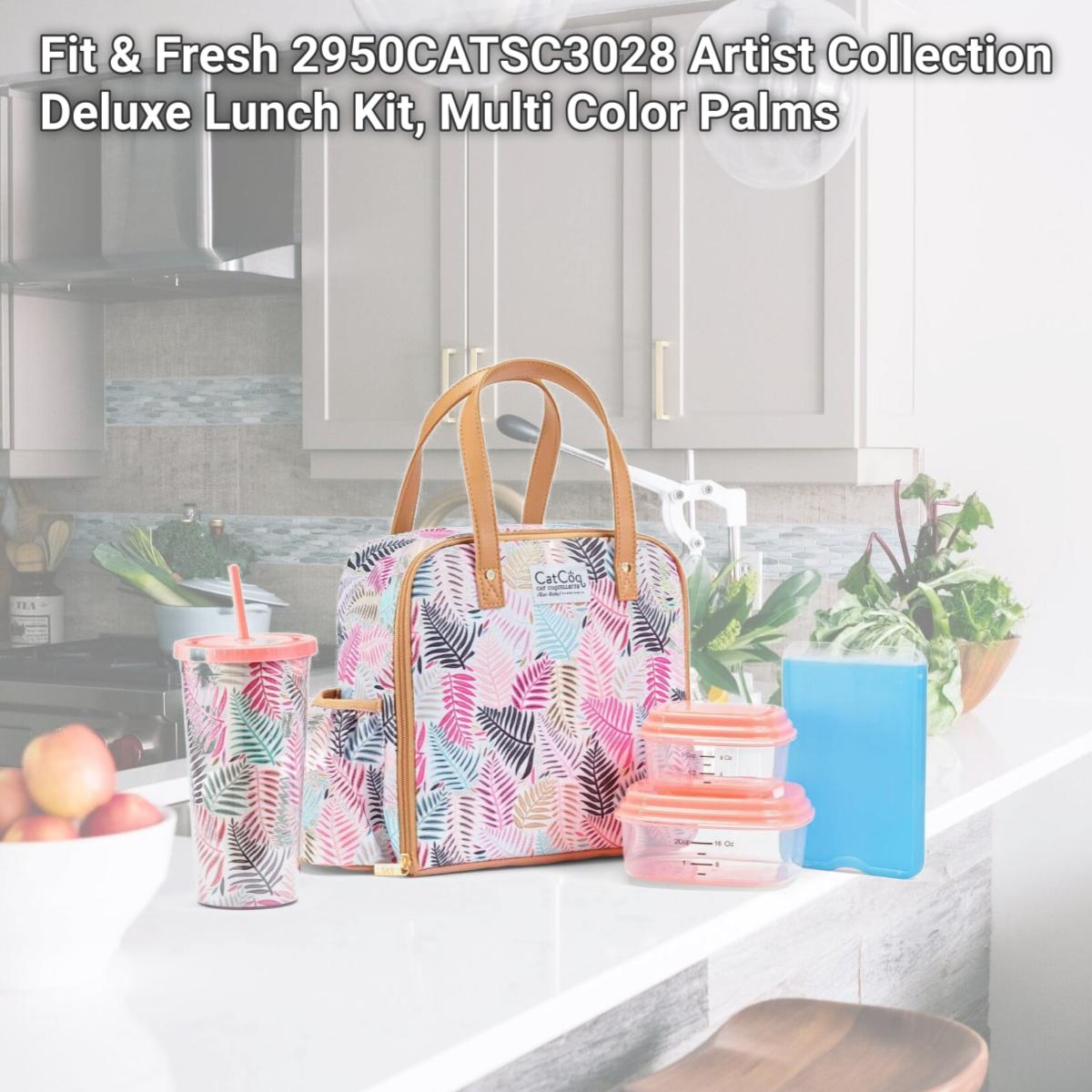 Picture of Fit & Fresh 2950CATSC3028 Artist Collection Deluxe Lunch Kit, Multi Color Palms