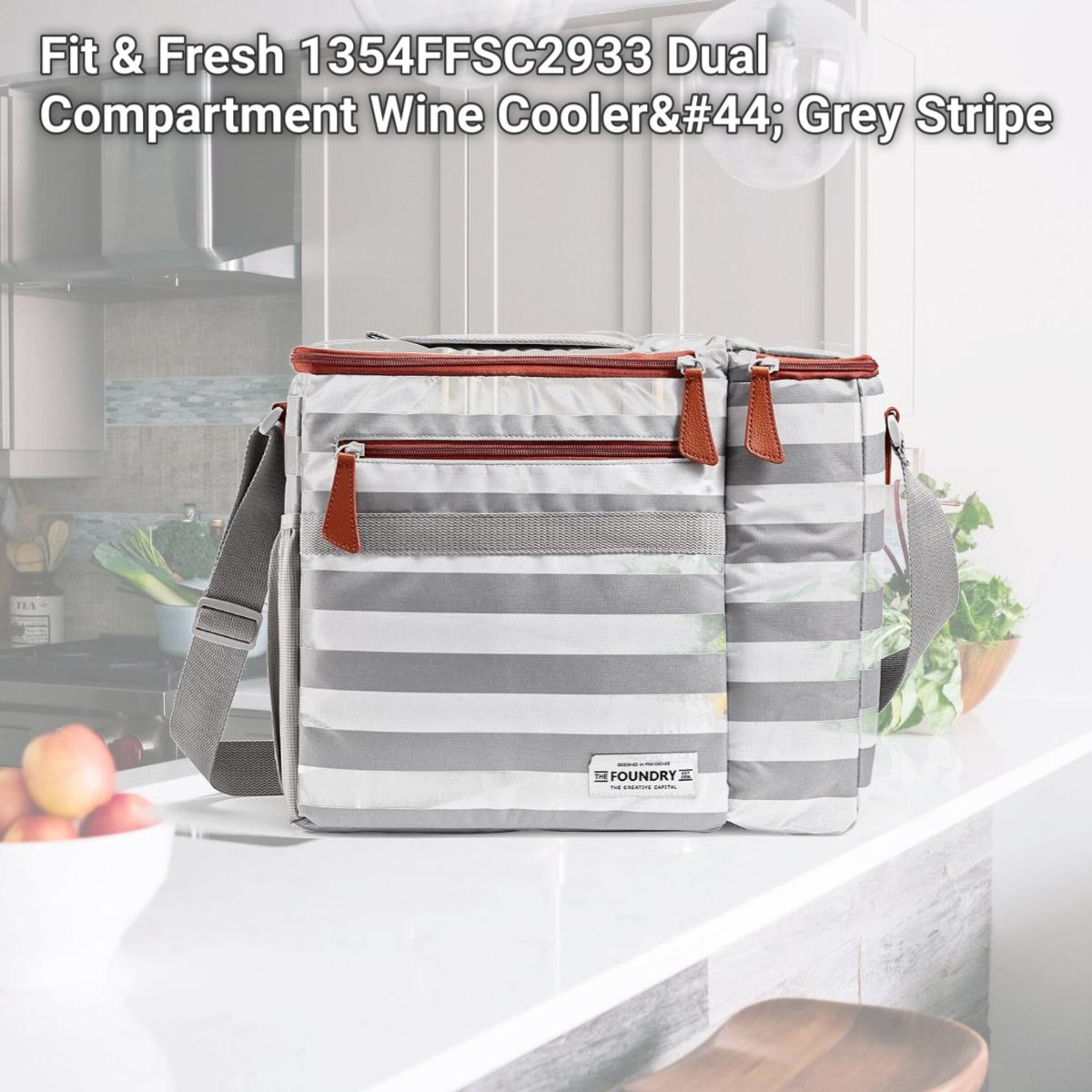 Picture of Fit & Fresh 1354FFSC2933 Dual Compartment Wine Cooler, Grey Stripe