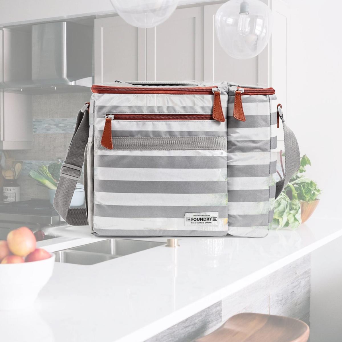 Picture of Fit & Fresh 1354FFSC2933 Dual Compartment Wine Cooler, Grey Stripe