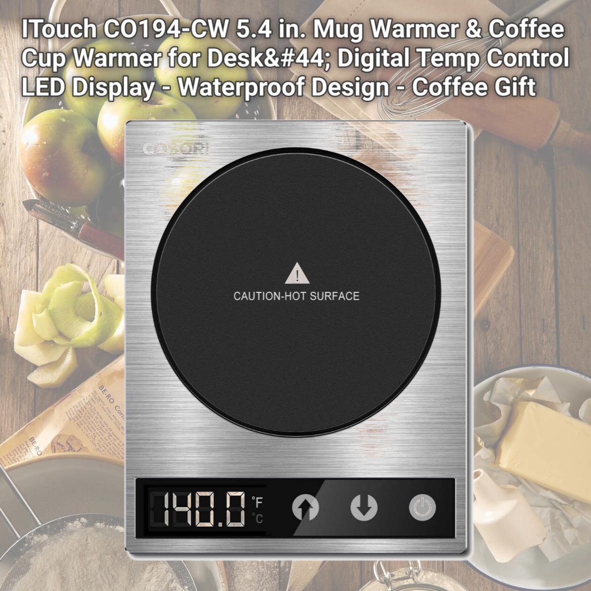 Picture of ITouch CO194-CW 5.4 in. Mug Warmer & Coffee Cup Warmer for Desk, Digital Temp Control LED Display - Waterproof Design - Coffee Gift