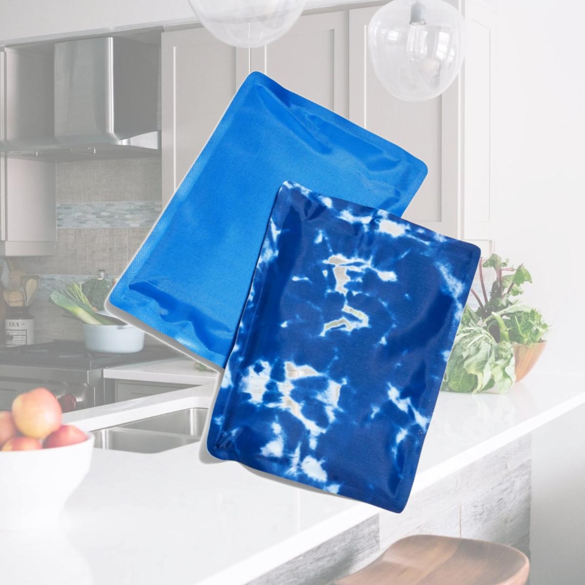 Picture of Fit & Fresh 10300KFF2862 Flexible Stretch Nylon Reusable Ice Packs for Lunch Boxes & Coolers - Blue Tye Dye - Pack of 2