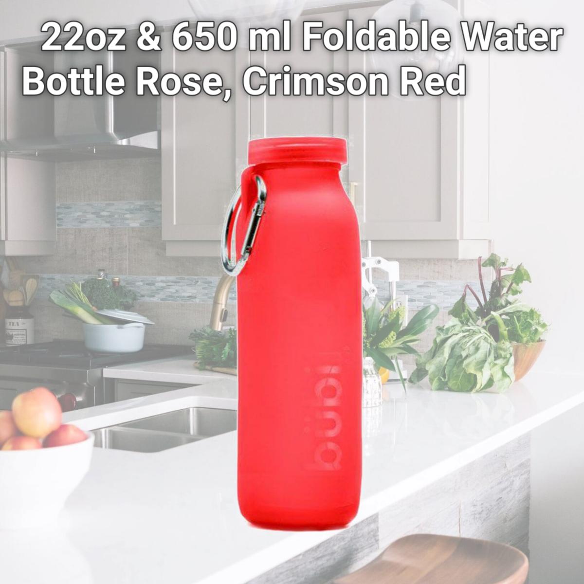 Picture of Bubi Brands BB65CR409 22oz & 650 ml Foldable Water Bottle Rose, Crimson Red