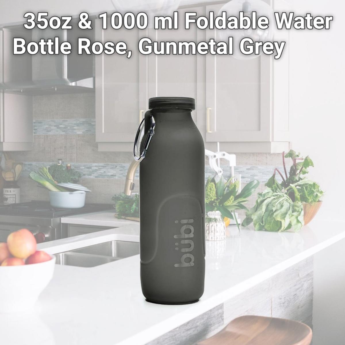 Picture of Bubi Brands BB100GG430 35oz & 1000 ml Foldable Water Bottle Rose, Gunmetal Grey