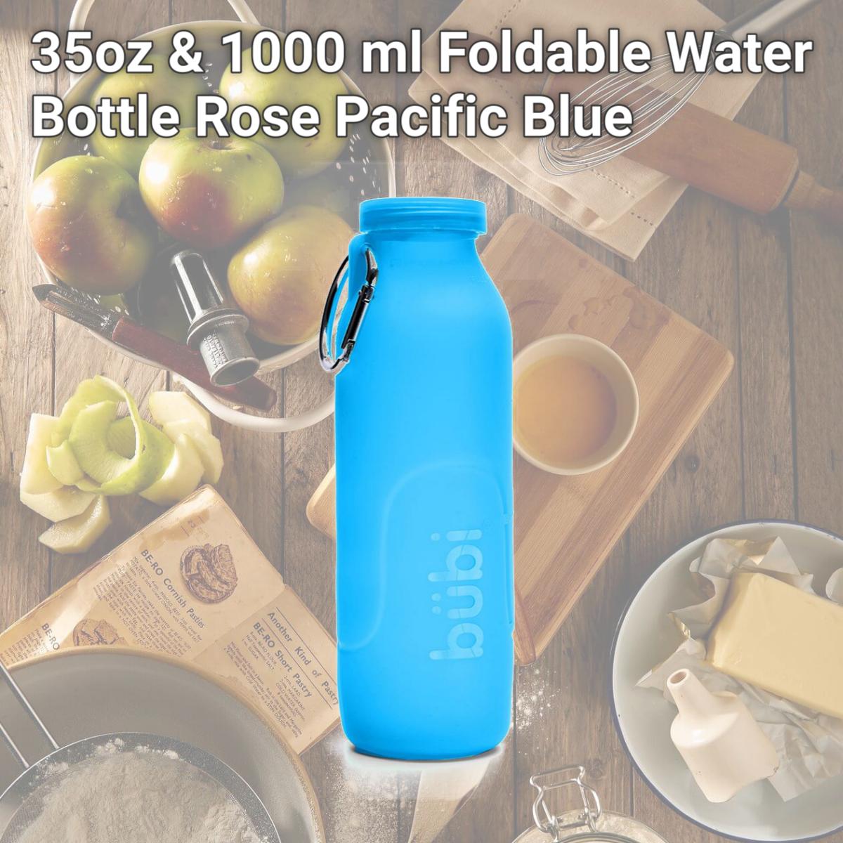 Picture of Bubi Brands BB100PB447 35oz & 1000 ml Foldable Water Bottle Rose, Pacific Blue