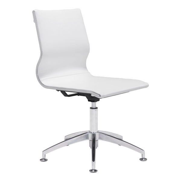 Home Roots Furniture 248829 36 X 26 X 26 In. Leatherette Chromed Stainless Steel Conference Chair - White