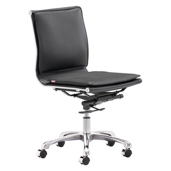 Home Roots Furniture 248999 36.6-40 X 23 X 23 In. Leatherette Chromed Stainless Steel Armless Office Chair - Black