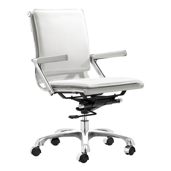 Home Roots Furniture 248998 37-39.5 X 19 X 24 In. Leatherette Chromed Stainless Steel Office Chair - White