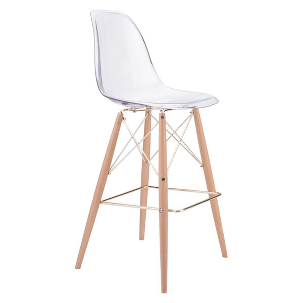 Home Roots Furniture 248746 44.3 X 20.3 X 21.7 In. Polycarbonate Metal & Beech Wood Bar Chair