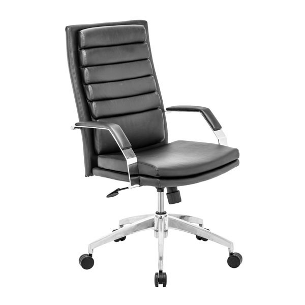 Home Roots Furniture 248980 44-47.6 X 27.5 X 27.5 In. Leatherette Chromed Stainless Steel Comfort Office Chair - Black