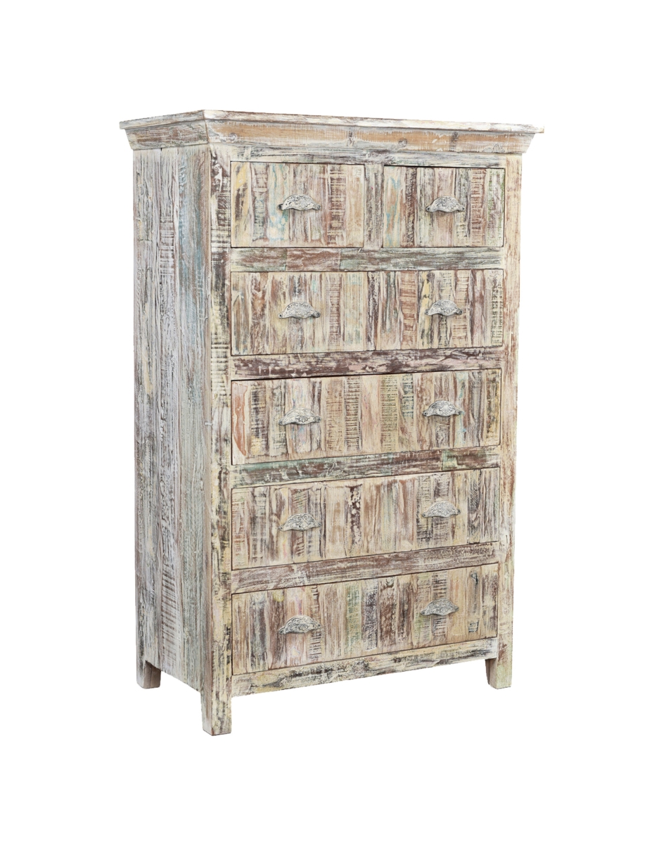 521246 36 in. White Solid Wood Six Drawer Chest