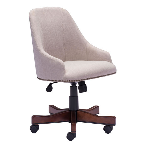 Home Roots Furniture 248994 33-37 X 23 X 23 In. Polyester Linen Poplar Office Chair - Beige
