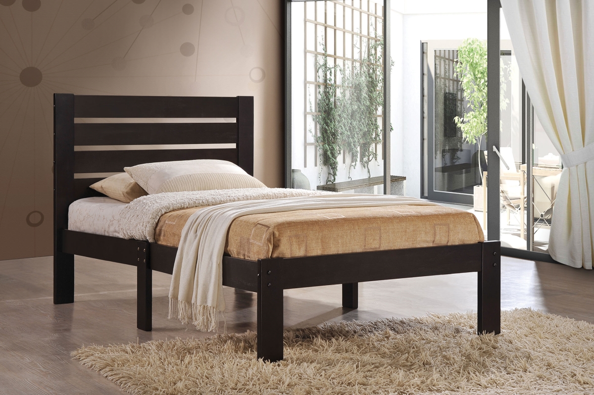 Home Roots Furniture 285240 39 X 78 X 58 In. Poplar Wood Full Bed - Espresso