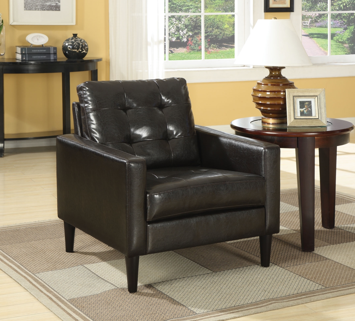 Home Roots Furniture 285686 32 X 30 X 30 In. Wood & Plywood Accent Chair - Espresso Pu