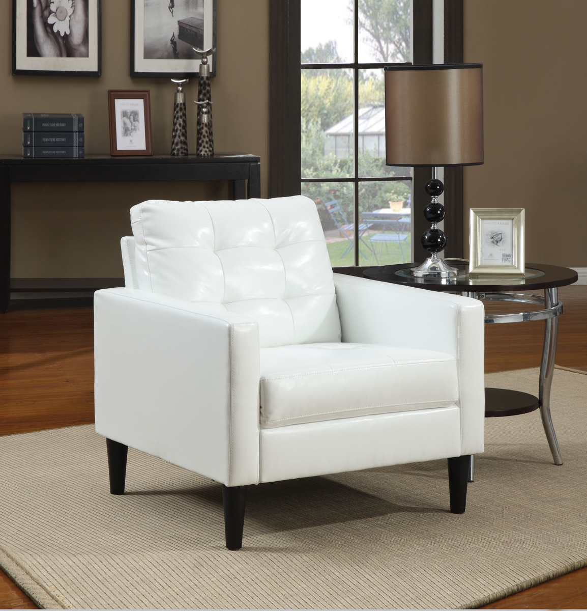 Home Roots Furniture 285687 32 X 30 X 30 In. Wood & Plywood Accent Chair - White Pu