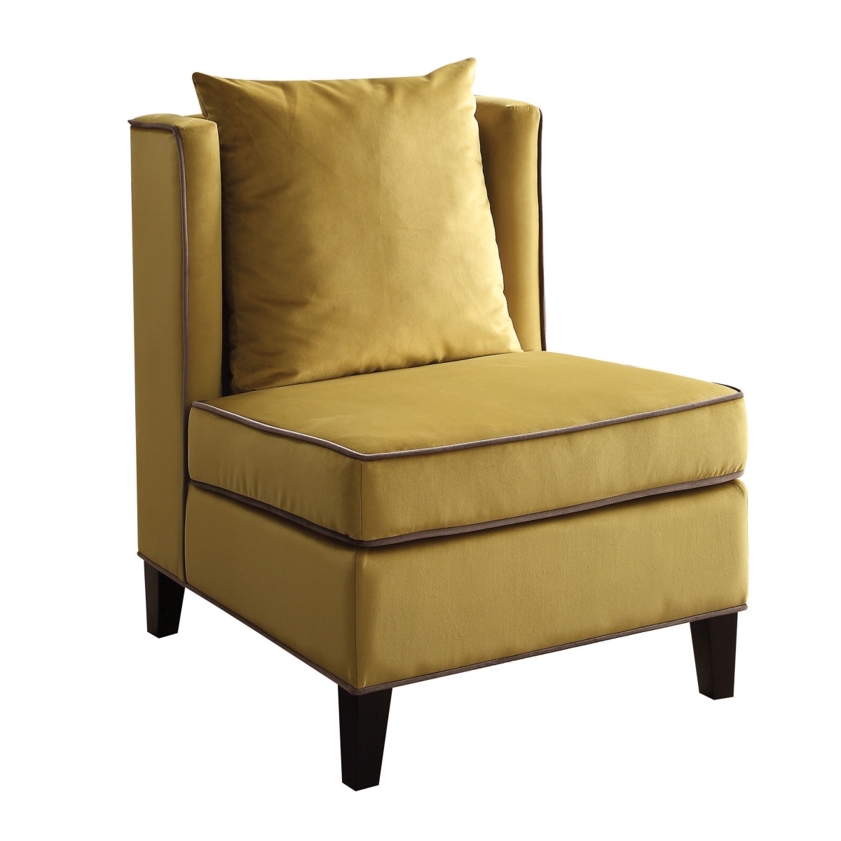 Home Roots Furniture 286189 39 X 29 X 32 In. Velvet & Plywood With Foam Accent Chair - Yellow