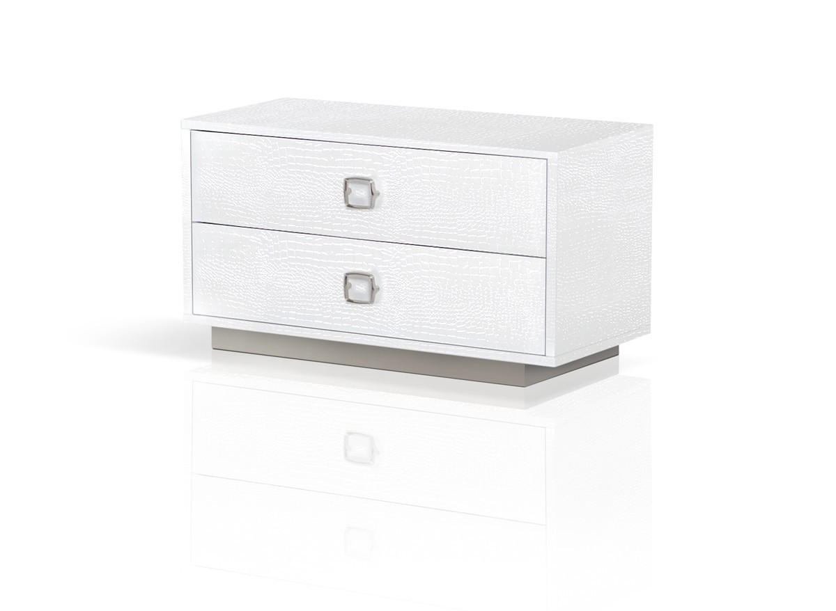 19 in. White Two Drawer Nightstand