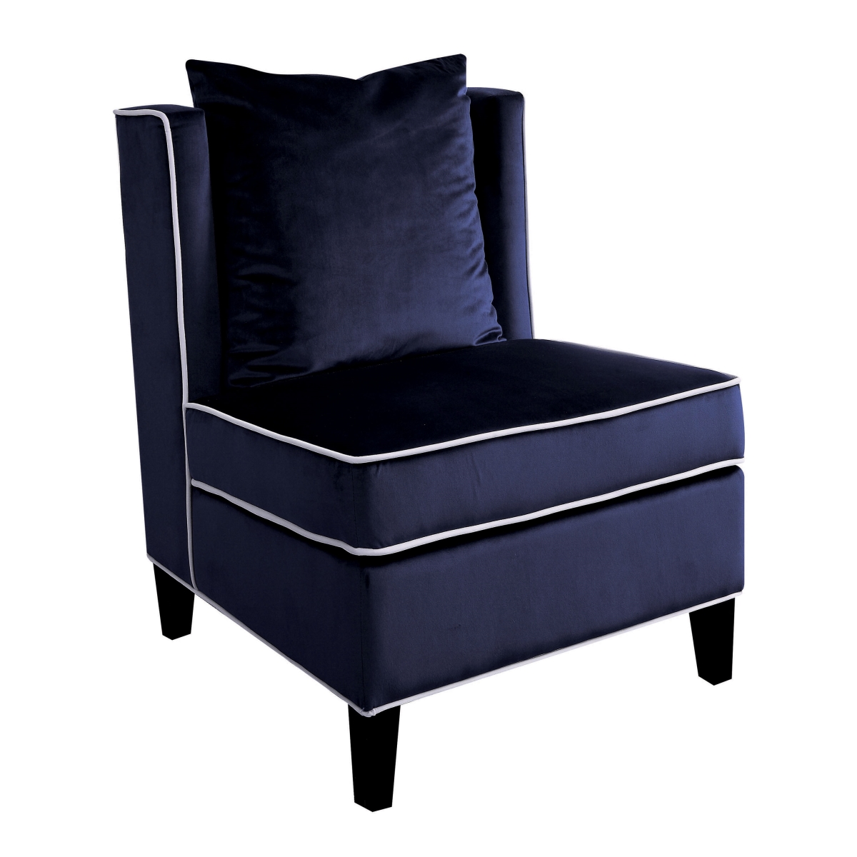 Home Roots Furniture 286191 39 X 29 X 32 In. Velvet & Plywood With Foam Accent Chair - Dark Blue