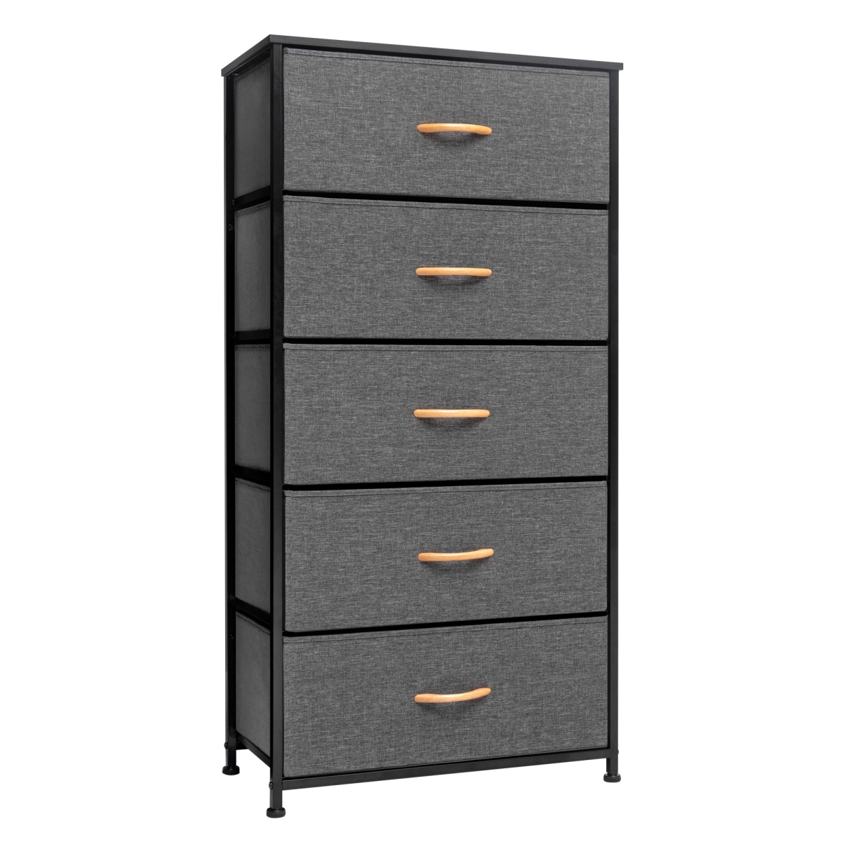 23 in. Grey & Black Steel & Fabric Five Drawer Chest