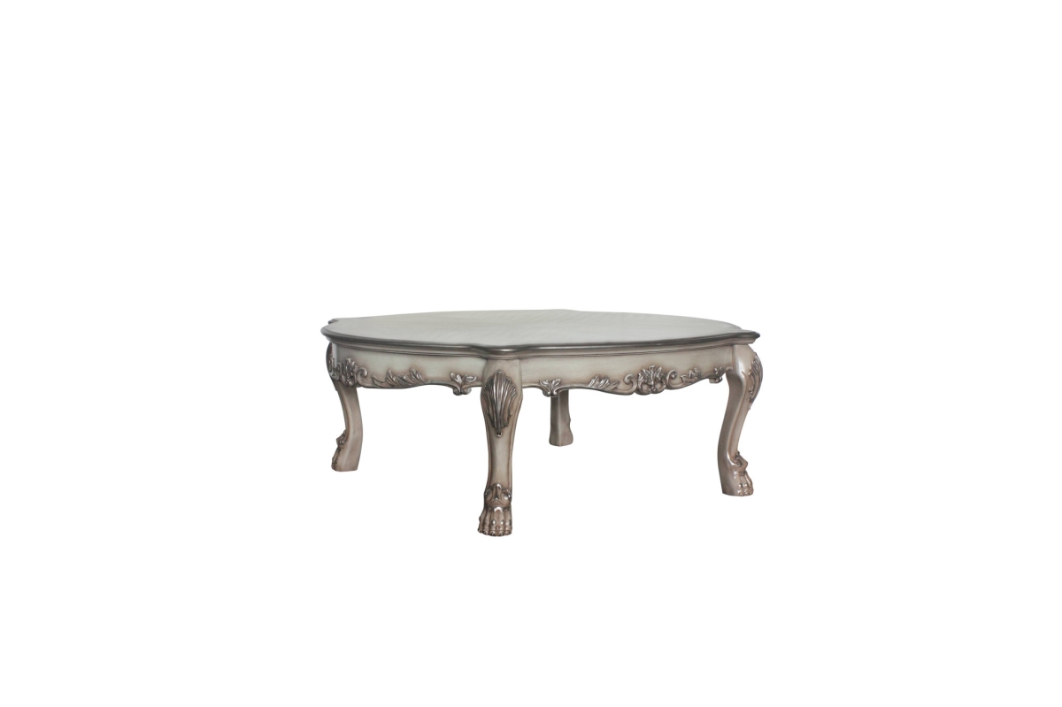 490764 54 in. Vintage Bone & White Solid Wood Rectangle Coffee Table