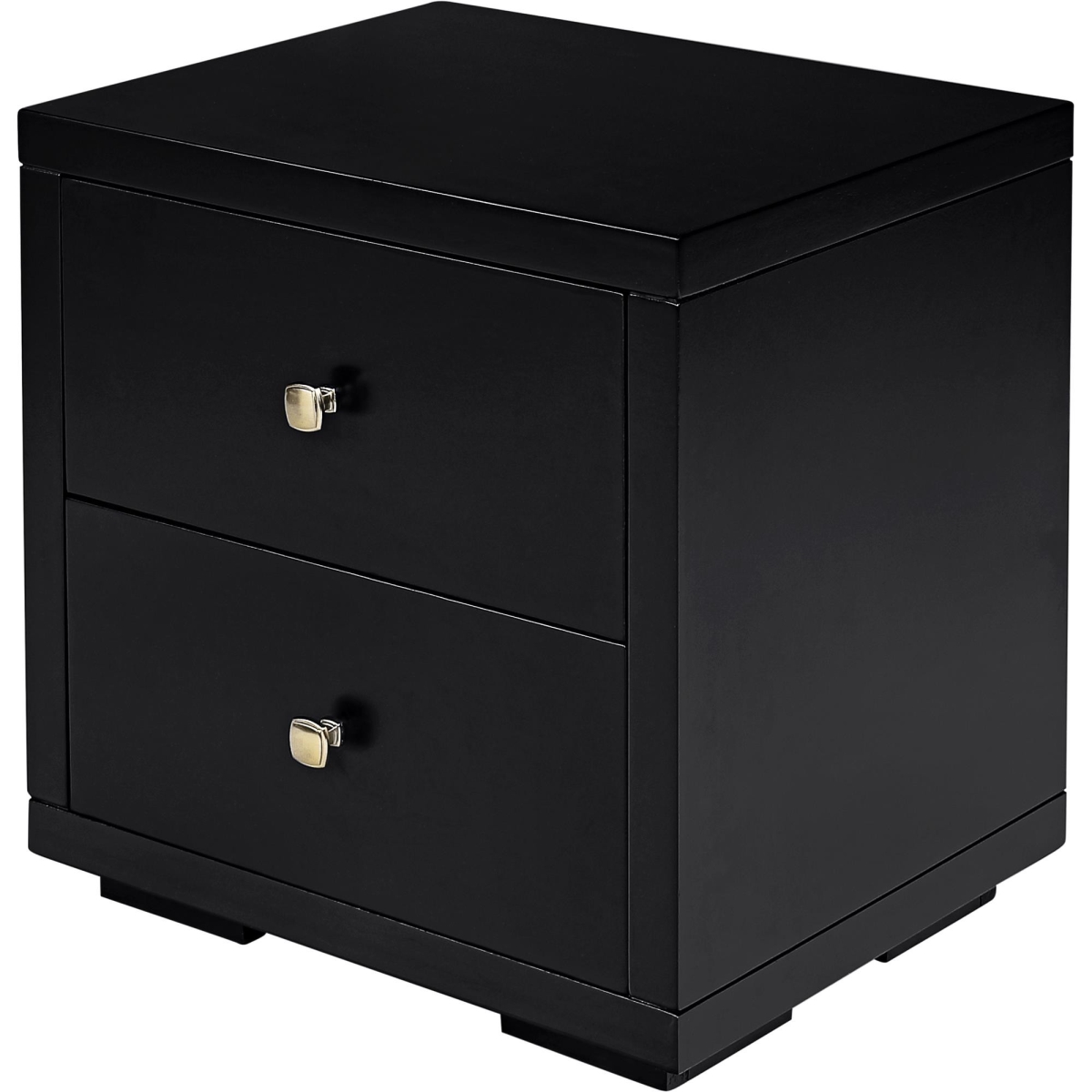 19 in. Black Two Drawer Nightstand