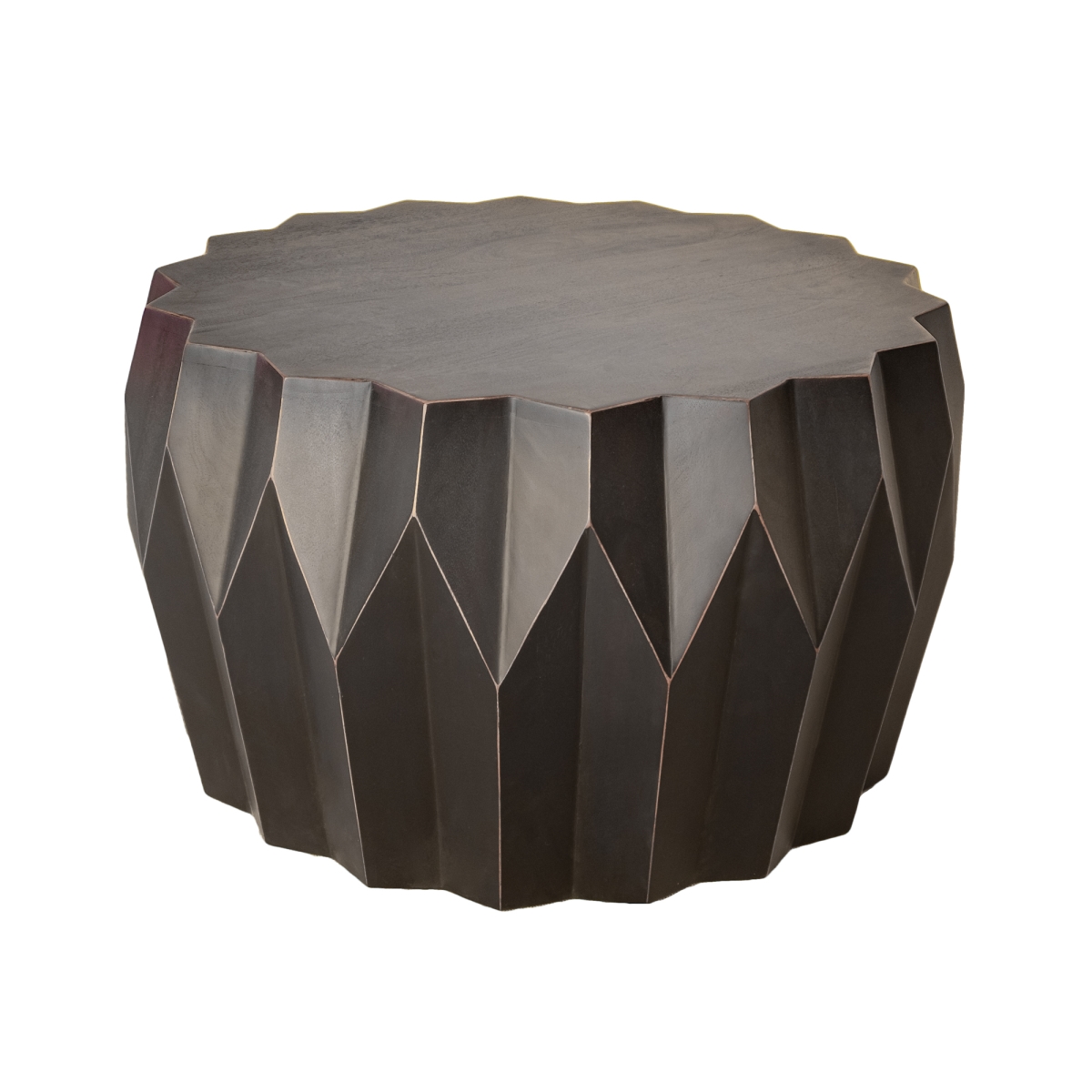29 in. Black Solid Wood Round Distressed Coffee Table