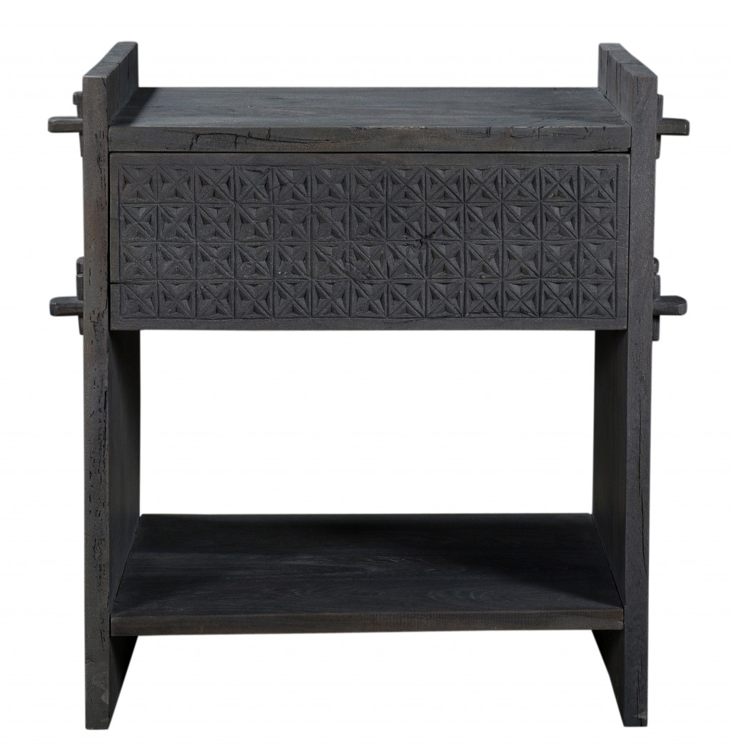488762 26 in. Dark Gray One Drawer Nightstand