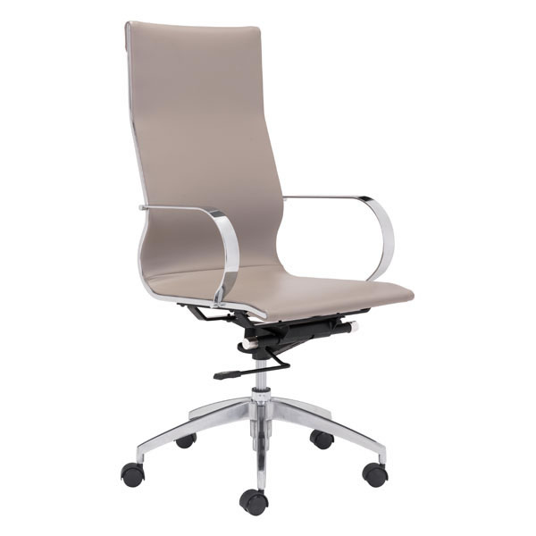 Home Roots Furniture 248824 42.9-45.3 X 27.6 X 27.6 In. Leatherette Chromed Stainless Steel Back Office Chair - Taupe