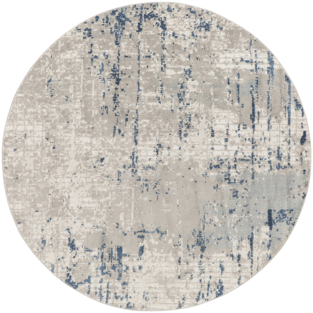 UPC 722985605963 product image for 5 ft. Blue & Gray Round Abstract Power Loom Area Rug | upcitemdb.com