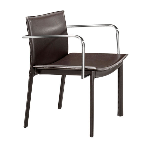 Home Roots Furniture 249098 28 X 24 X 22 In. Leatherette Chromed Stainless Steel Conference Chair - Espresso, Set Of 2