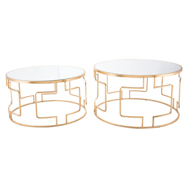 Home Roots Decor 295798 17.9 X 31.9 X 31.9 In. Stainless Steel King Table - Gold, Set Of 2