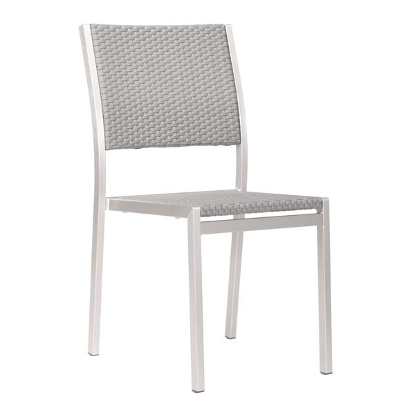 Home Roots Furniture 249169 34.9 X 18 X 20.7 In. Polyethylene Brushed Aluminum Dining Armless Chair, Set Of 2