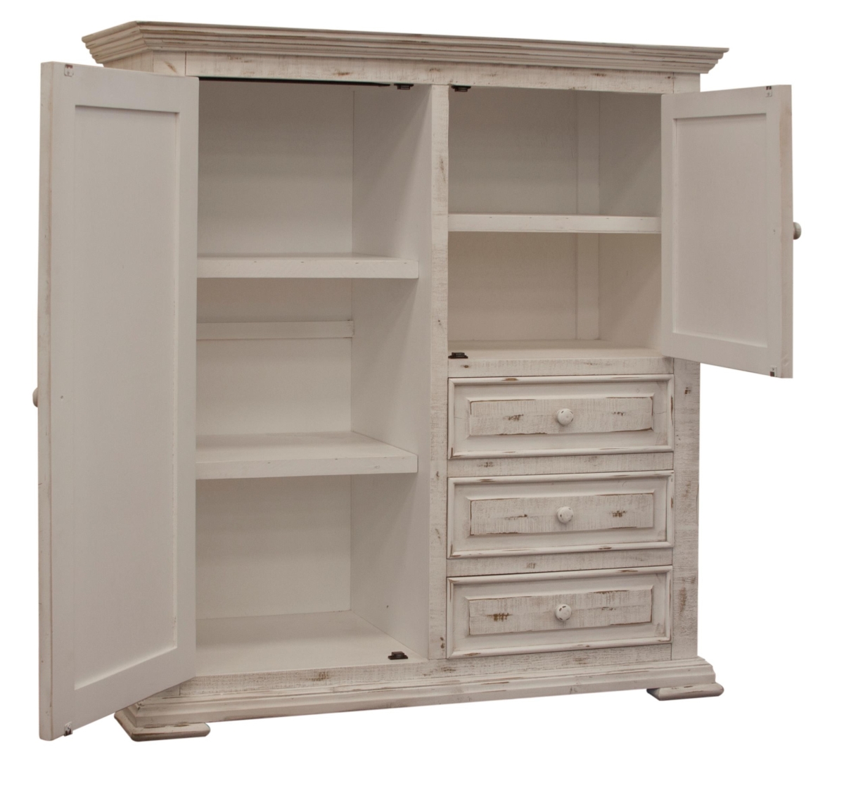 55 in. Solid Wood Three Drawer Gentlemans Chest, White