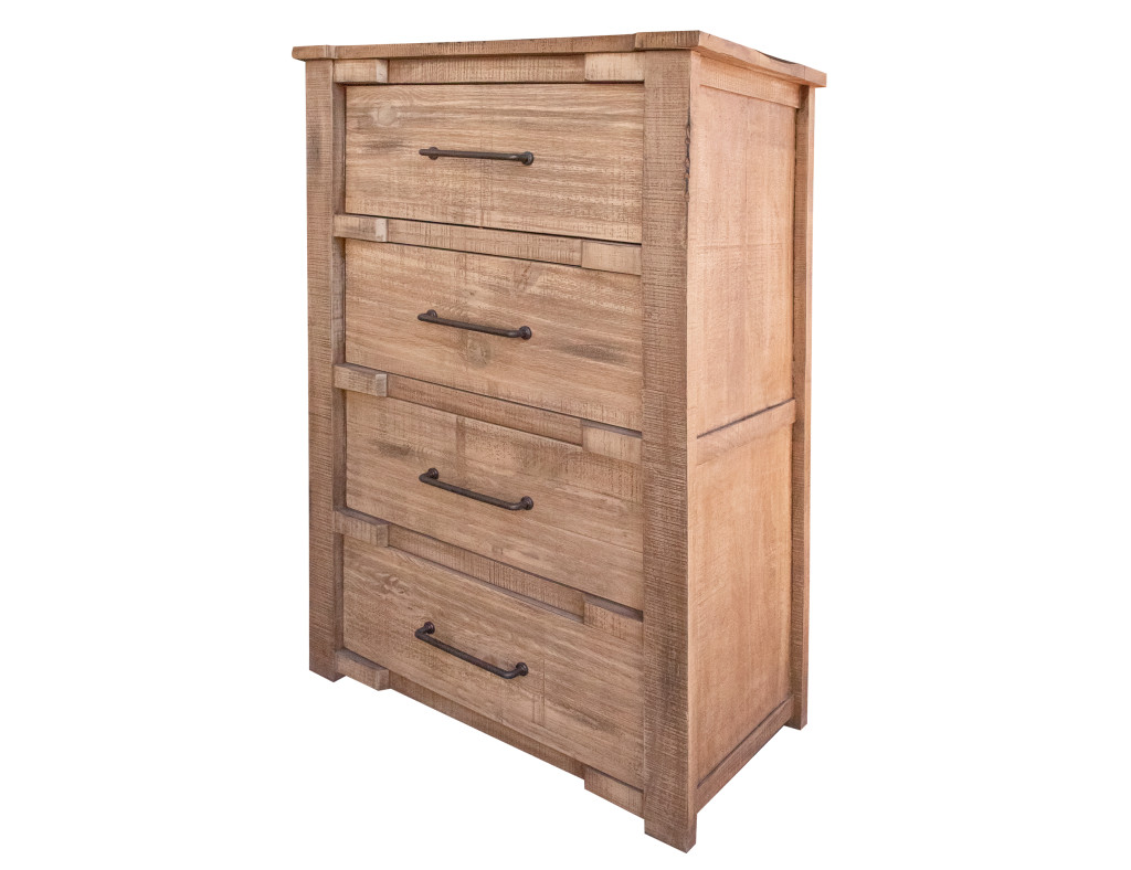 524615 36 in. Natural Solid Wood Four Drawer Chest, Natural