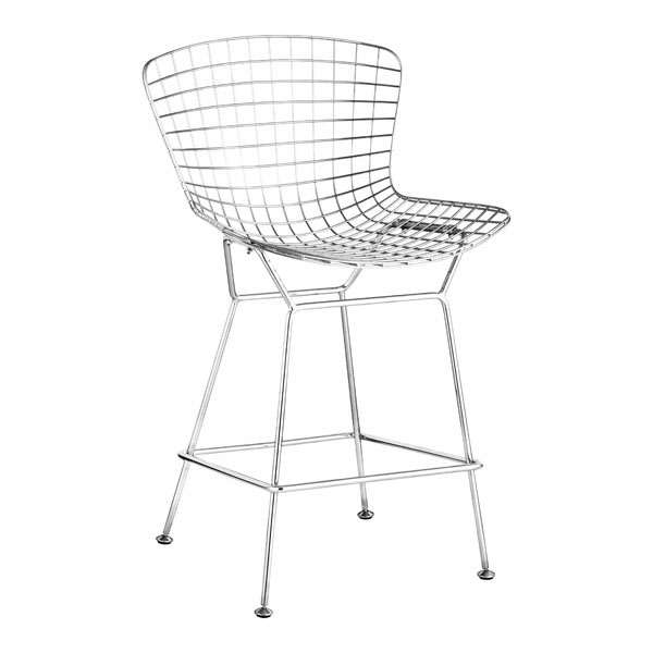 Home Roots Furniture 248949 35.8 X 21.3 X 23 In. Chromed Stainless Steel Wire Counter Chair - Chrome, Set Of 2