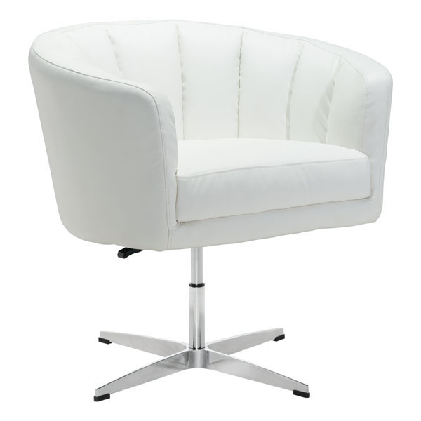 Home Roots Furniture 296315 27.9-31.5 X 32.1 X 26 In. Leatherette Aluminium Occasional Chair - White