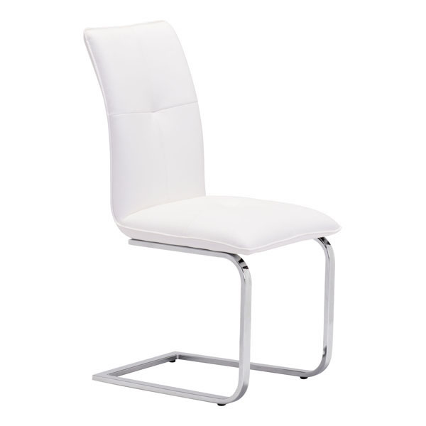 Home Roots Furniture 248678 37 X 17 X 23.4 In. Leatherette Chromed Stainless Steel Dining Chair - White, Set Of 2