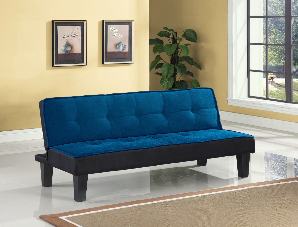 Home Roots Furniture 285669 28 X 66 X 29 In. Flannel Fabric & Wood Adjustable Sofa - Blue