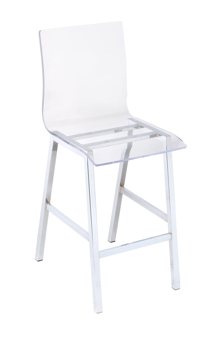 Home Roots Furniture 286228 39 X 19 X 16 In. Acrylic & Counter Height Chair - Chrome