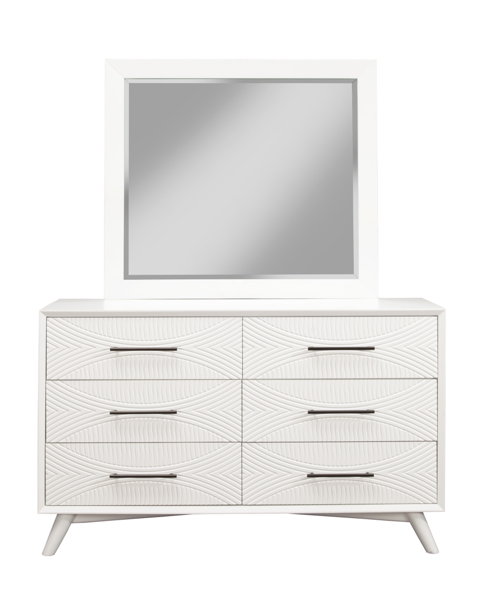 56 in. Solid Wood Six Drawer Double Dresser, White